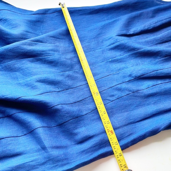 100% Linen Midi Blue Sleeveless Dress Size Petite Med - Picture 7 of 11